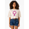 Purple Venus Symbol Bej Kadın Crop Tshirt