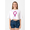 Purple Venus Symbol Beyaz Kadın Crop Tshirt