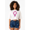 Purple Venus Symbol Beyaz Kırçıllı Kadın Crop Tshirt