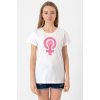 Pink Venus Symbol Hand Beyaz Kadın Bisikletyaka Tshirt
