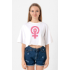 Pink Venus Symbol Hand Beyaz Kadın Crop Tshirt