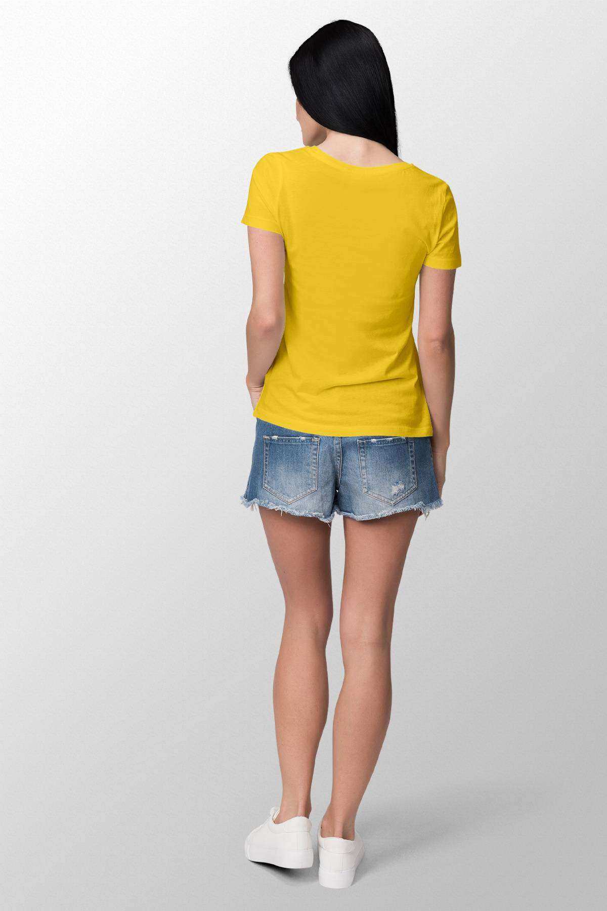 Smile On Baskılı Dar Kesim Kadın Sarı t-shirt