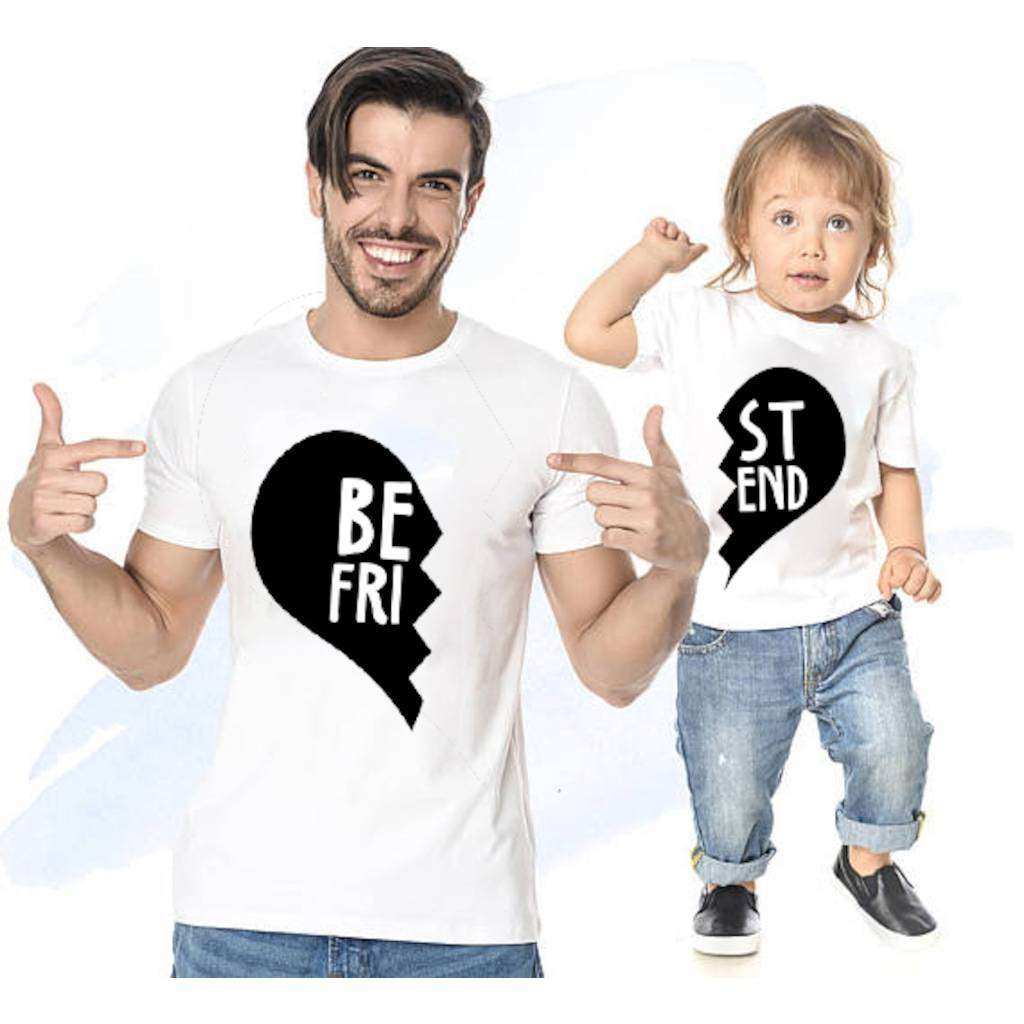 Best Friends Baba Oğul Kız Giyim Tişört (TEKLİ ÜRÜNDÜR KOMBİN YAPMAK İÇİN 2 ADET SEPETE EKLEYİNİZ)