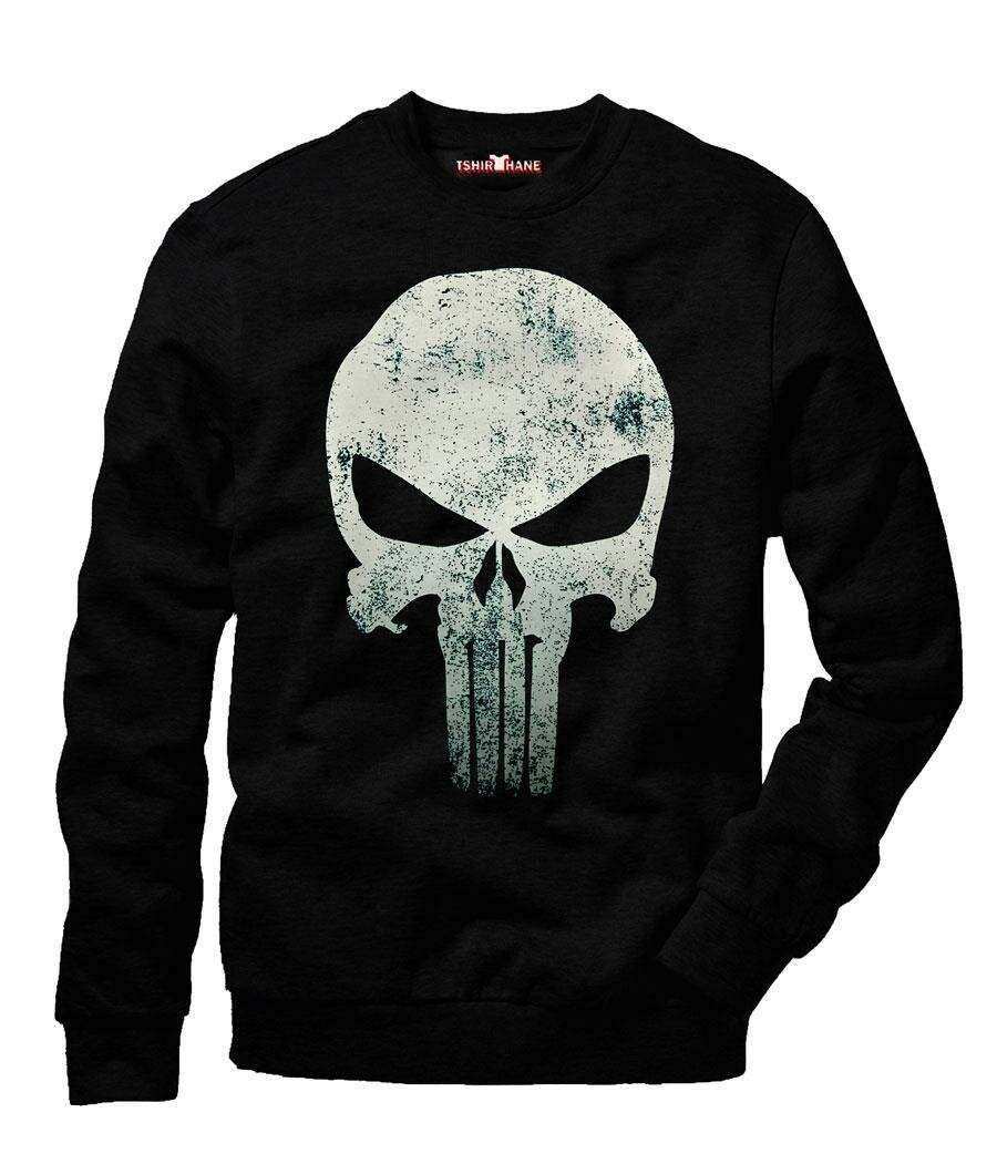 Tshirthane Punisher Erkek Uzun Kollu Bisiklet Yaka Sweatshirt Swe