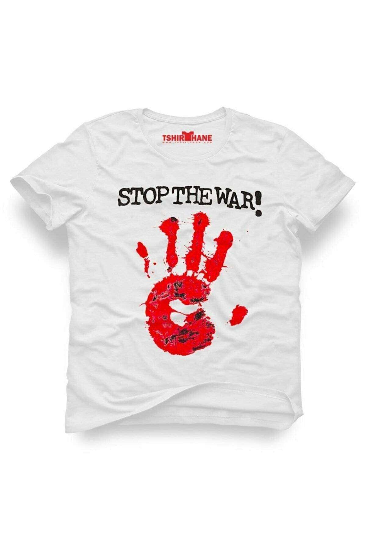 Tshirthane Filistin Stop The War Baskılı Erkek Dar Kesim Slim Fit t-shirt