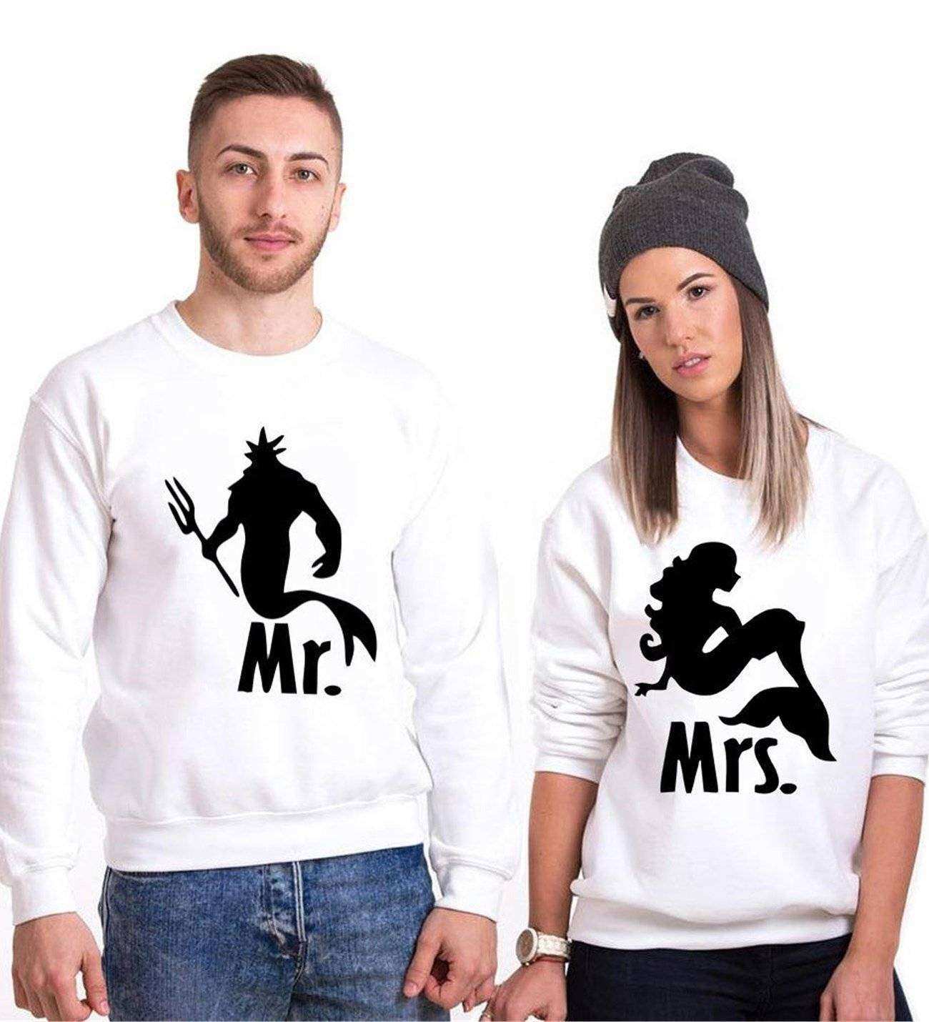 Tshirthane Mr. Mrs. Poseidon  Sevgili Kombinleri Sweatshirt Kombini