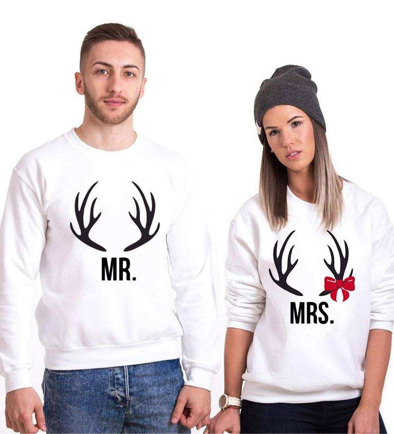 Tshirthane Mr.Mrs. Geyik Sevgili Kombinleri Sweatshirt Kombini