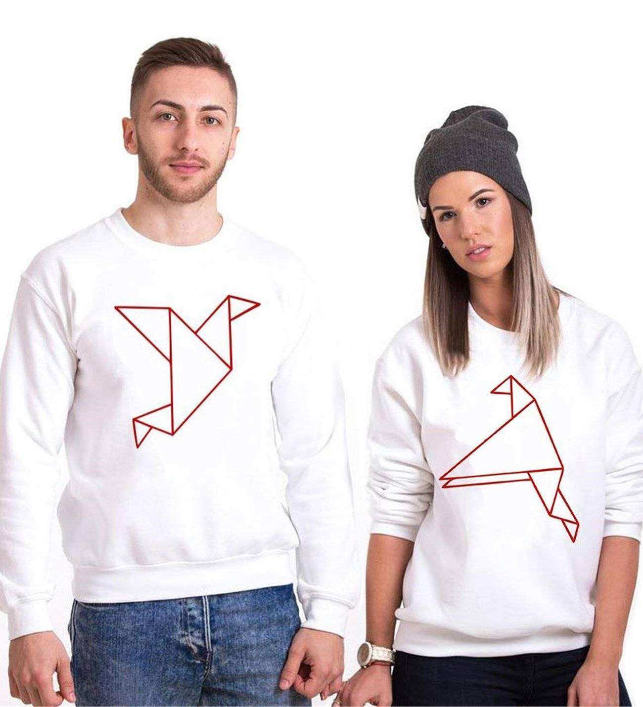 Tshirthane Origami  Sevgili Kombinleri Sweatshirt Kombini