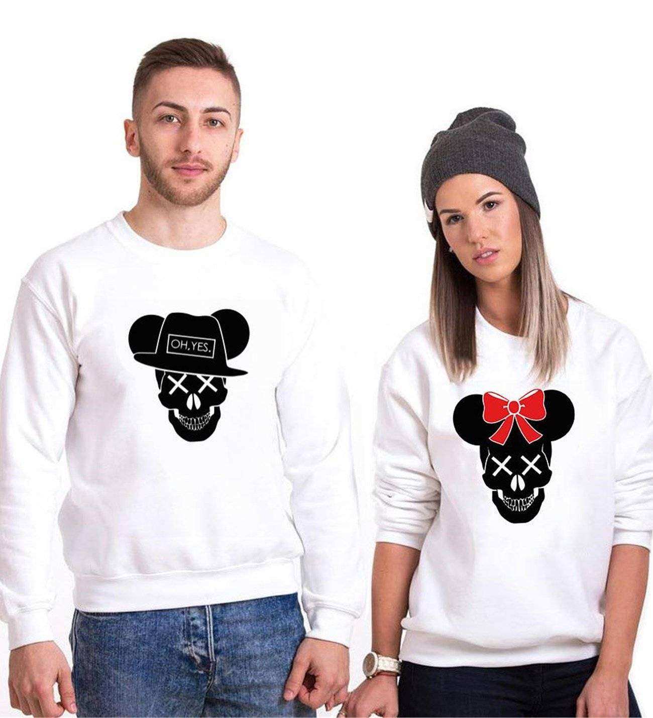 Tshirthane Skull Mause  Sevgili Kombinleri Sweatshirt Kombini