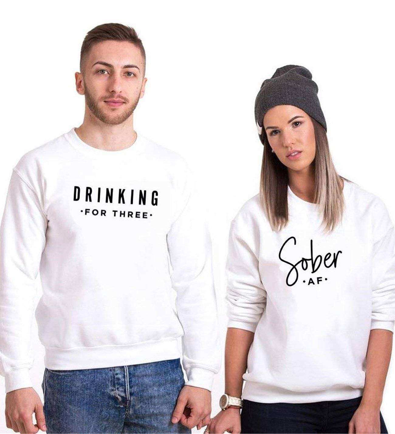 Tshirthane Sober Drinking  Sevgili Kombinleri Sweatshirt Kombini