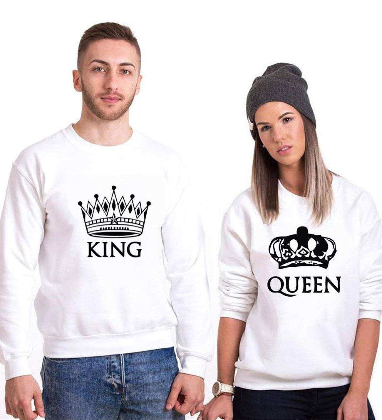 Tshirthane Taç King Queen Sevgili Kombinleri Sweatshirt Kombini