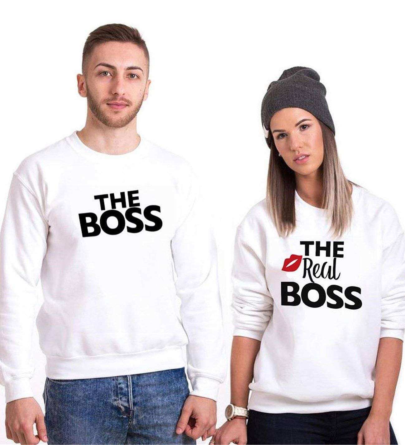 Tshirthane The Boss The Real Boss Sevgili Kombinleri Sweatshirt Kombini