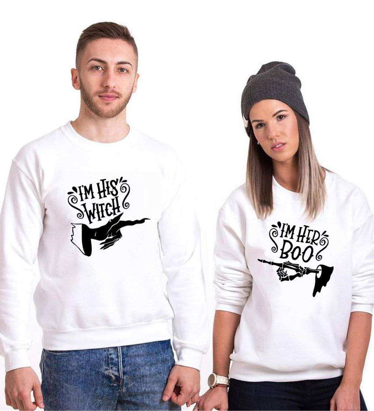 Tshirthane Witch Boo  Sevgili Kombinleri Sweatshirt Kombini