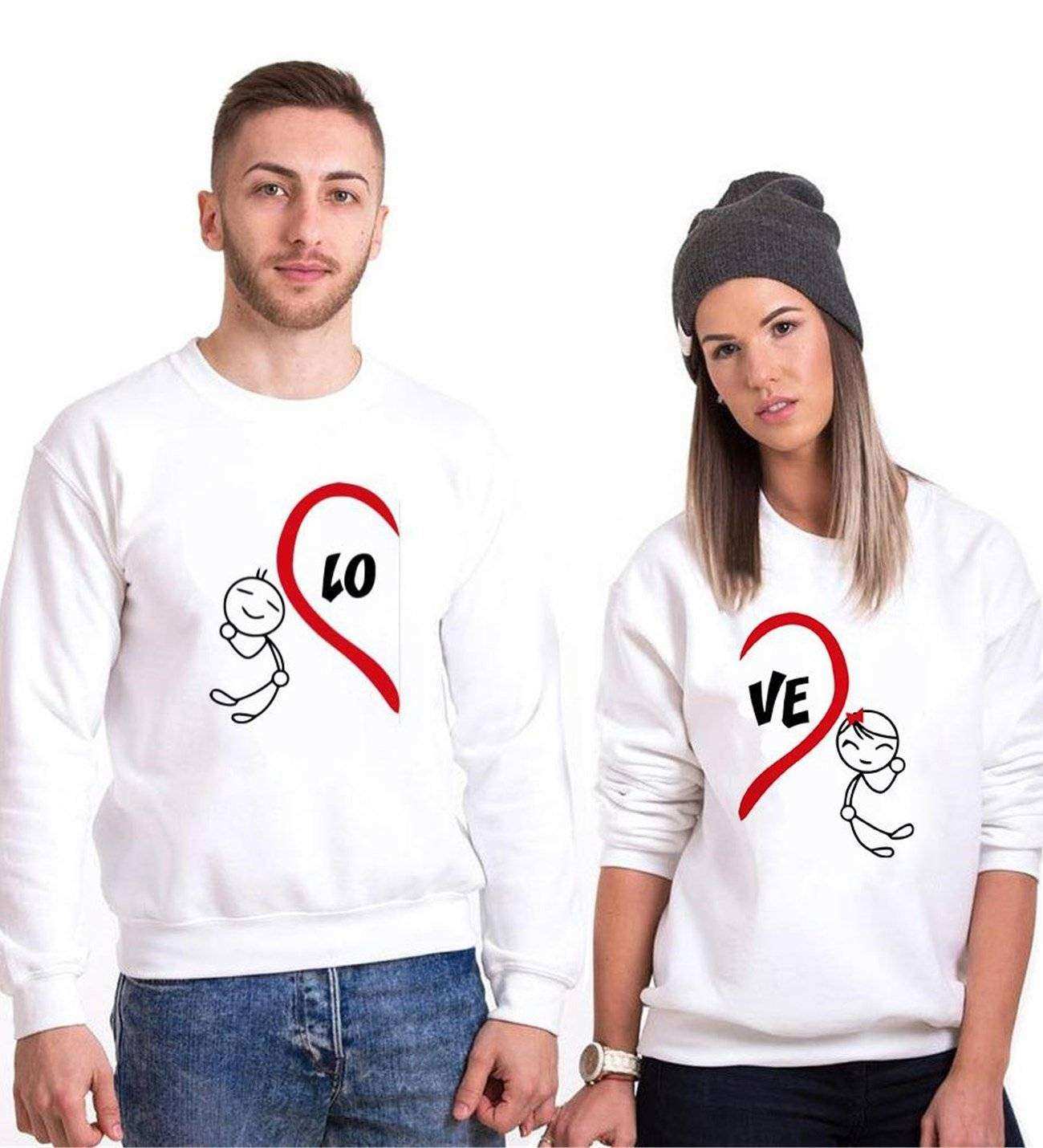 Tshirthane Lo Ve Kalp Sevgili Kombinleri Sweatshirt Kombini