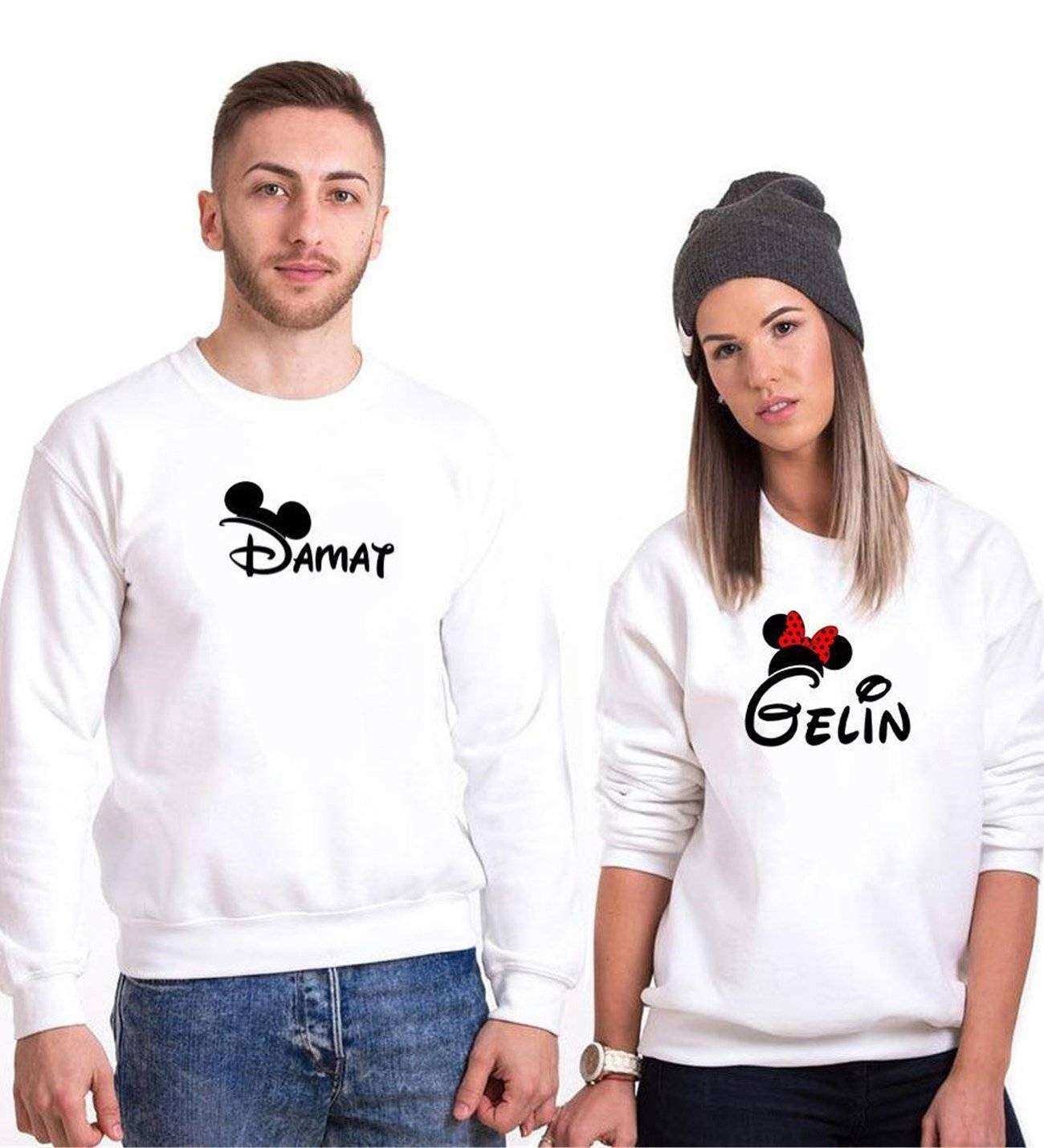 Tshirthane Gelin Damat  Sevgili Kombinleri Sweatshirt Kombini