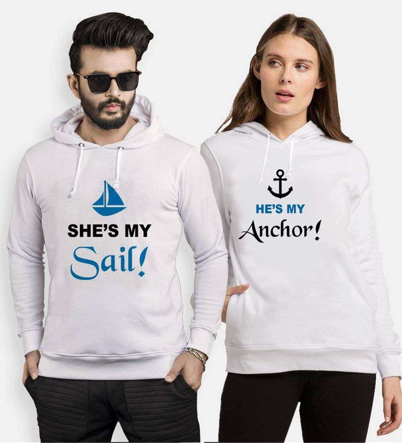 Tshirthane My Sail My Anchor Sevgili Kombinleri Kapüşonlu Kombini