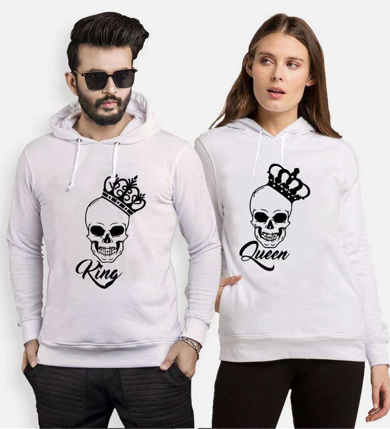 Tshirthane King Queen Kurukafa Sevgili Kombinleri Kapüşonlu Kombini