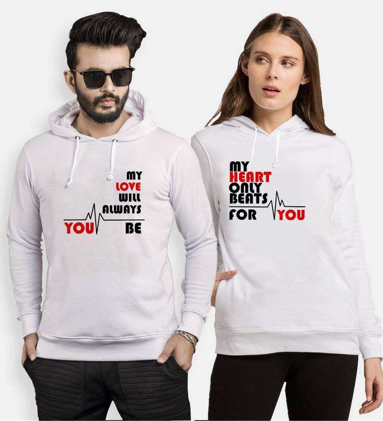 Tshirthane My Heart Only Beats For You  Sevgili Kombinleri Kapüşonlu Kombini