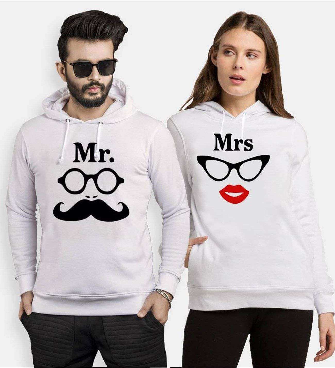 Tshirthane Mr.Mrs Glasses  Sevgili Kombinleri Kapüşonlu Kombini