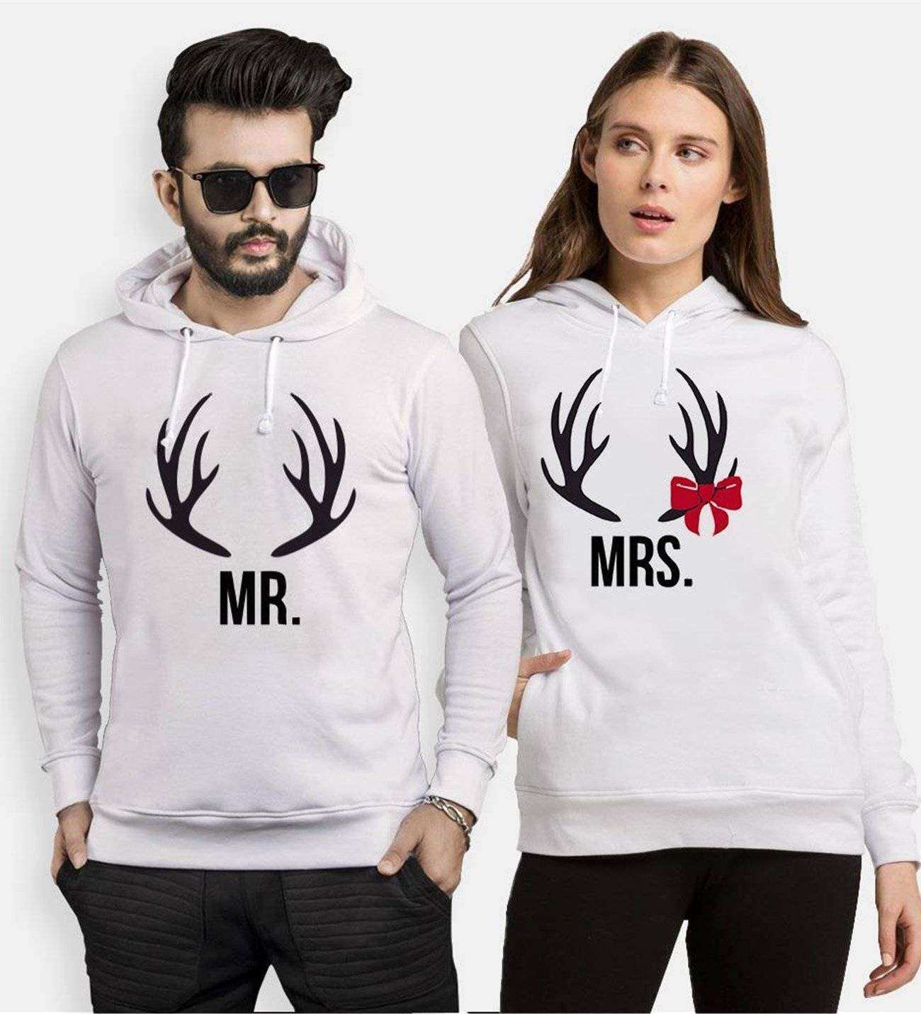 Tshirthane Mr.Mrs. Geyik Sevgili Kombinleri Kapüşonlu Kombini