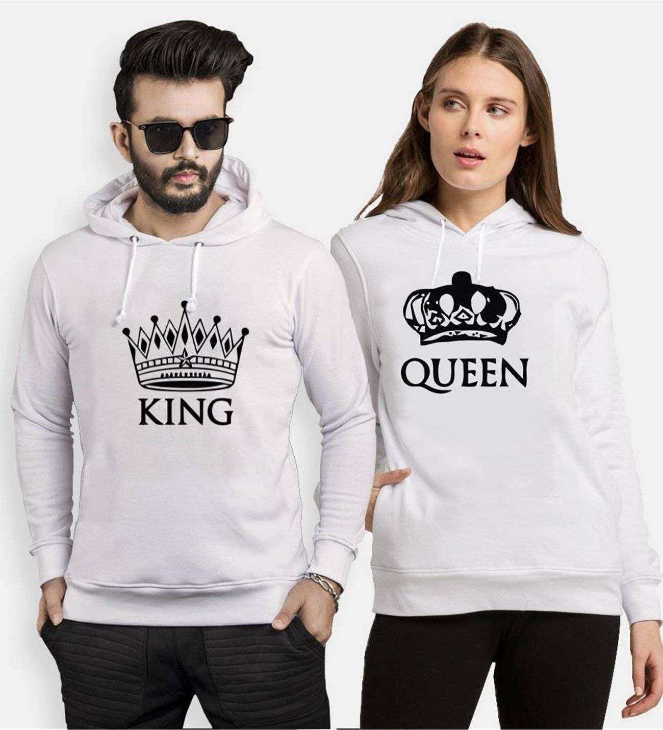 Tshirthane Taç King Queen Sevgili Kombinleri Kapüşonlu Kombini