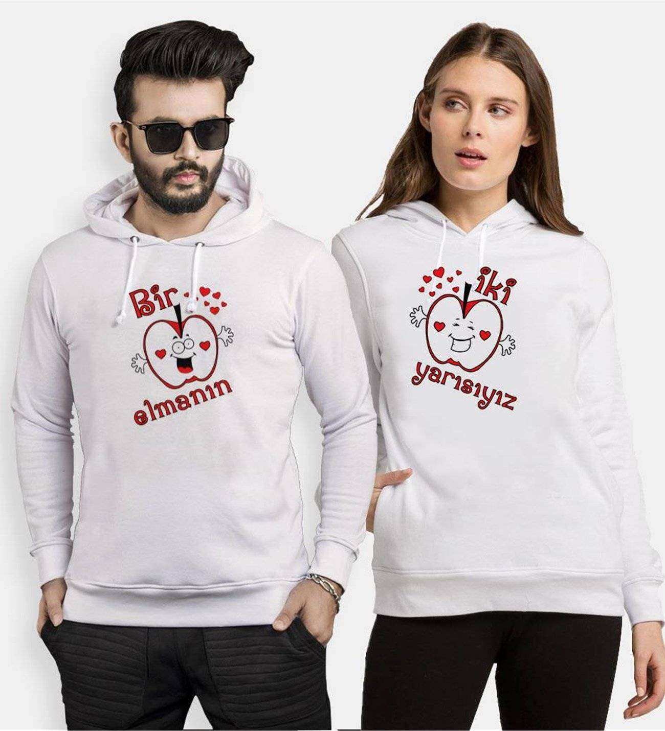 Tshirthane Bir Elmanın İki Yarı Sevgili Kombinleri Kapüşonlu Kombini