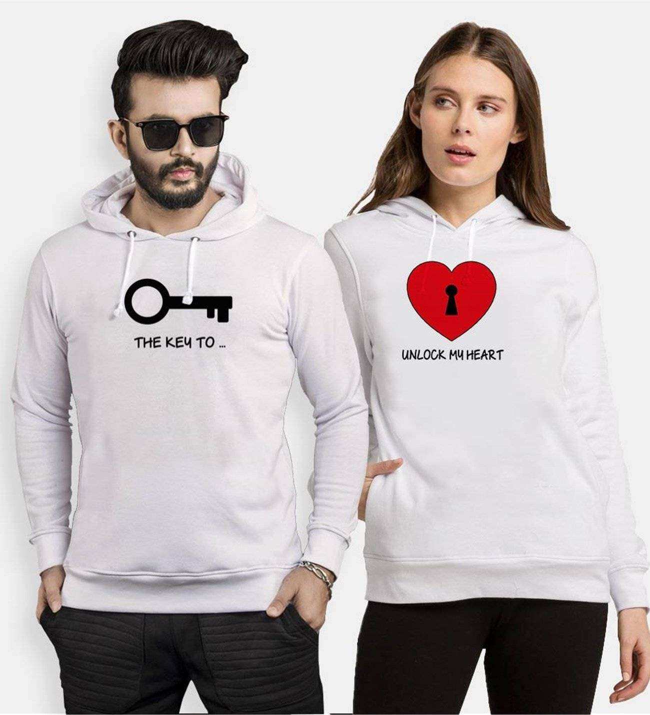 Tshirthane Key Unlock Sevgili Kombinleri Kapüşonlu Kombini