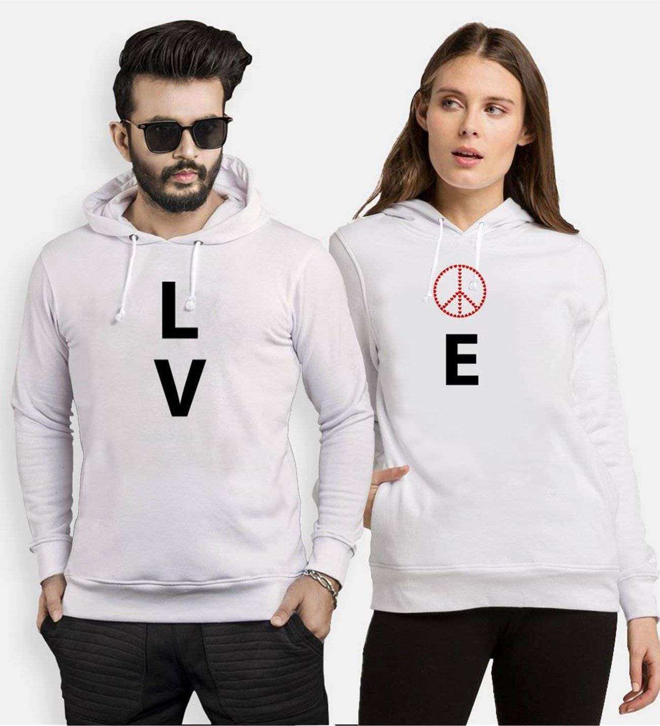 Tshirthane Lo Ve Peace Sevgili Kombinleri Kapüşonlu Kombini