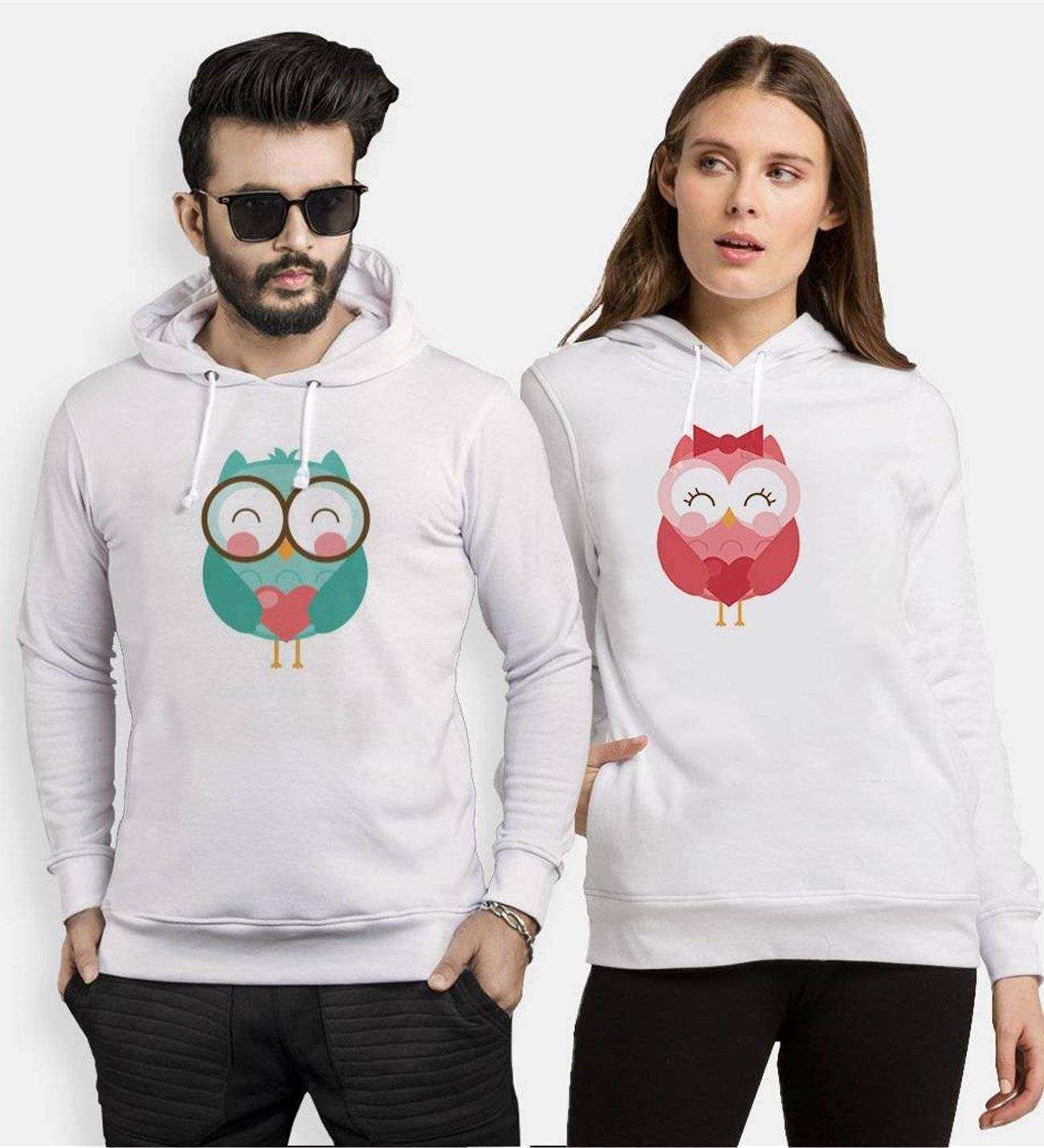 Tshirthane Owl Baykuş  Sevgili Kombinleri Kapüşonlu Kombini