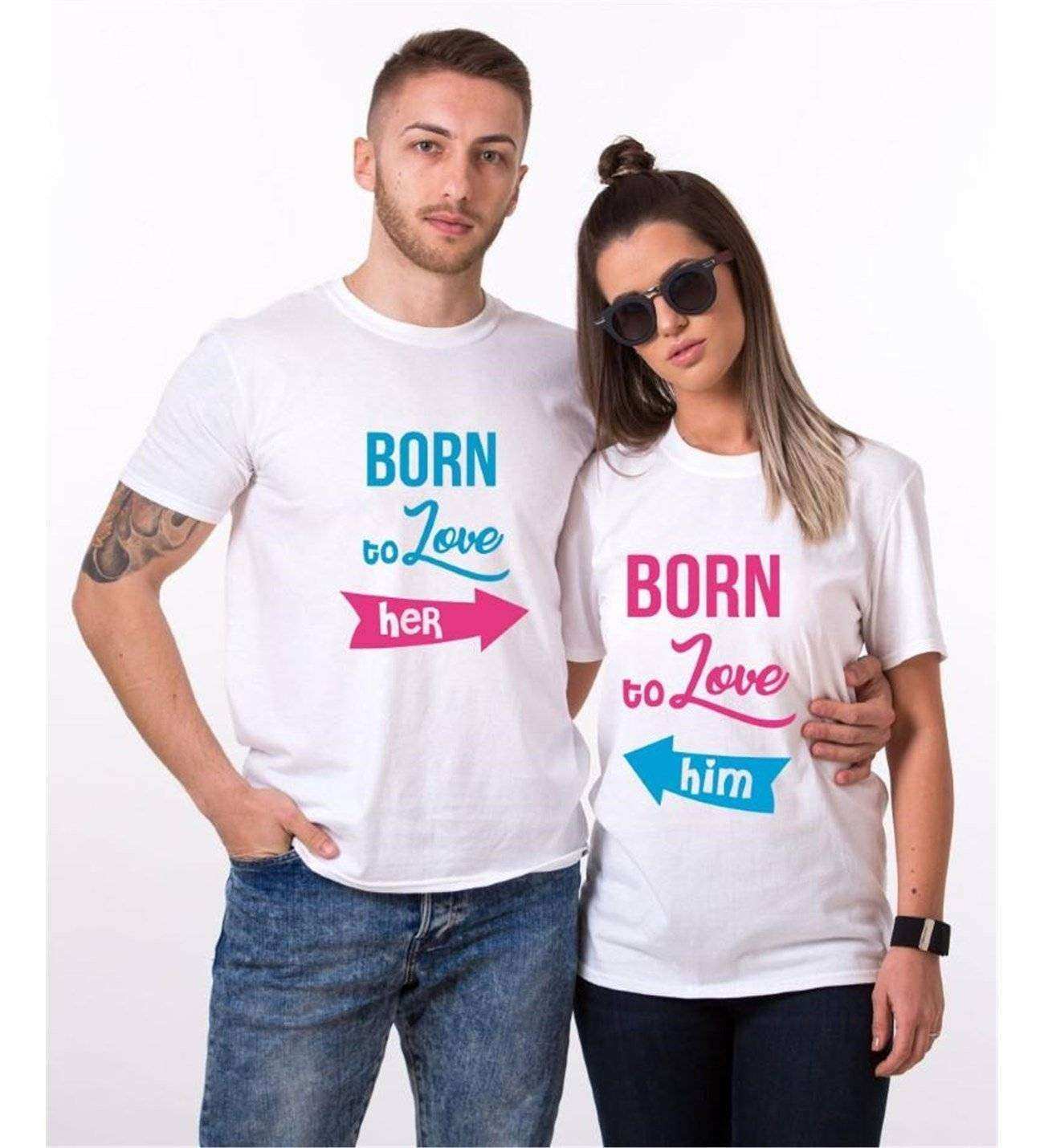 Tshirthane Born To Love  Sevgili Kombinleri Tshirt Kombini