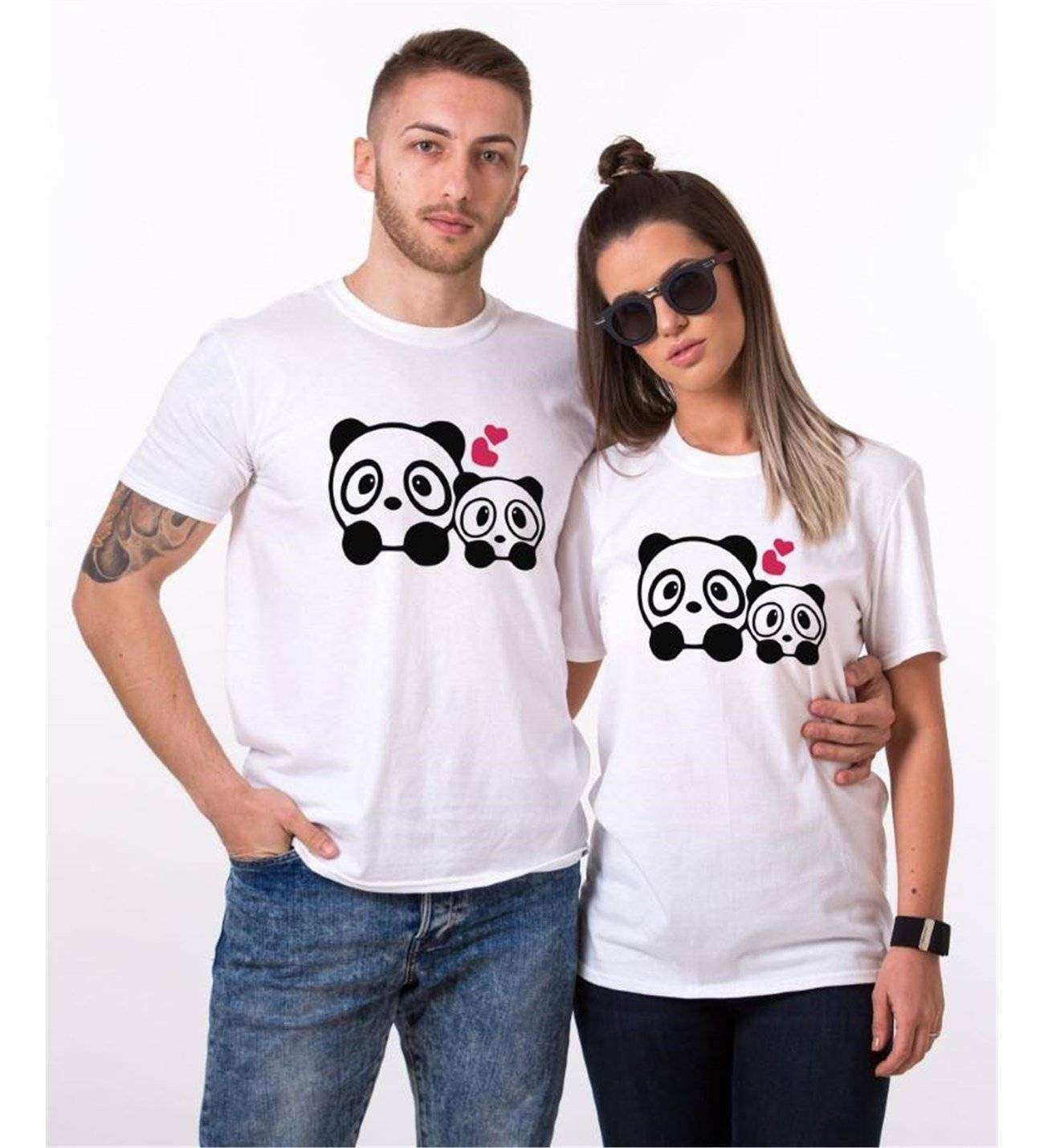 Tshirthane Sevimli Pandalar  Sevgili Kombinleri Tshirt Kombini