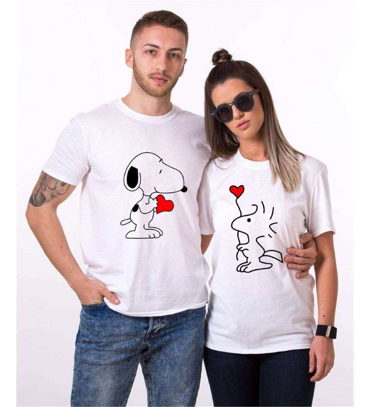 Tshirthane Snoopy Love Sevgili Kombinleri Tshirt Kombini