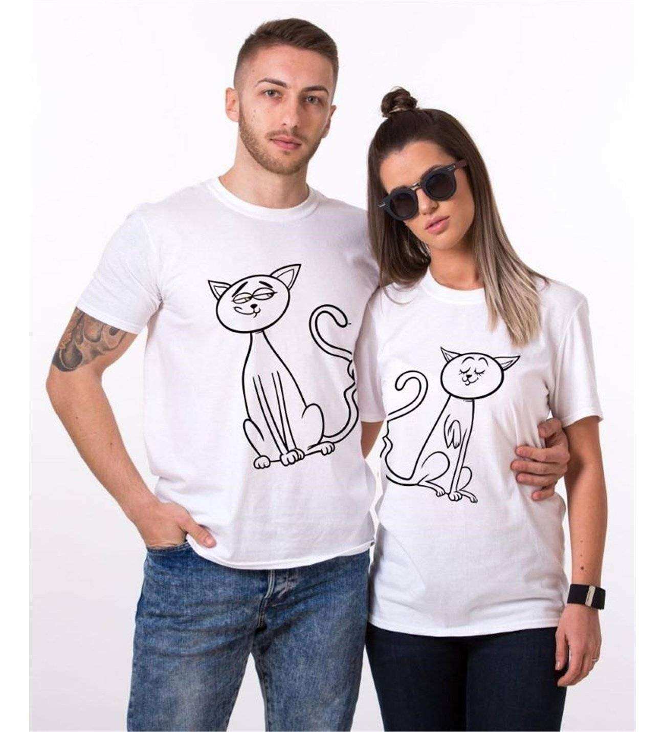 Tshirthane Cats Love Sevgili Kombinleri Tshirt Kombini