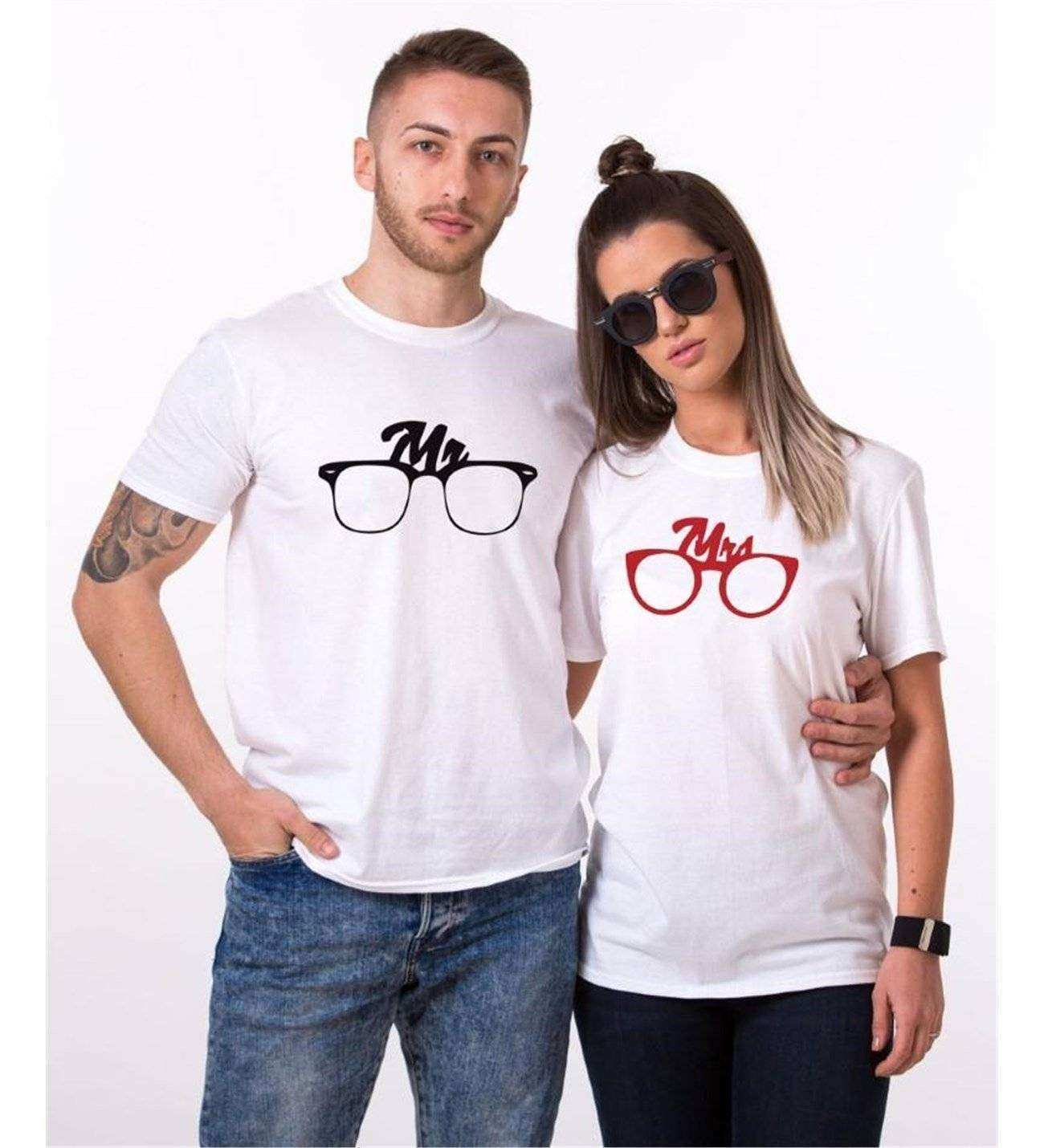 Tshirthane Mr.Mrs. Glasses Sevgili Kombinleri Tshirt Kombini