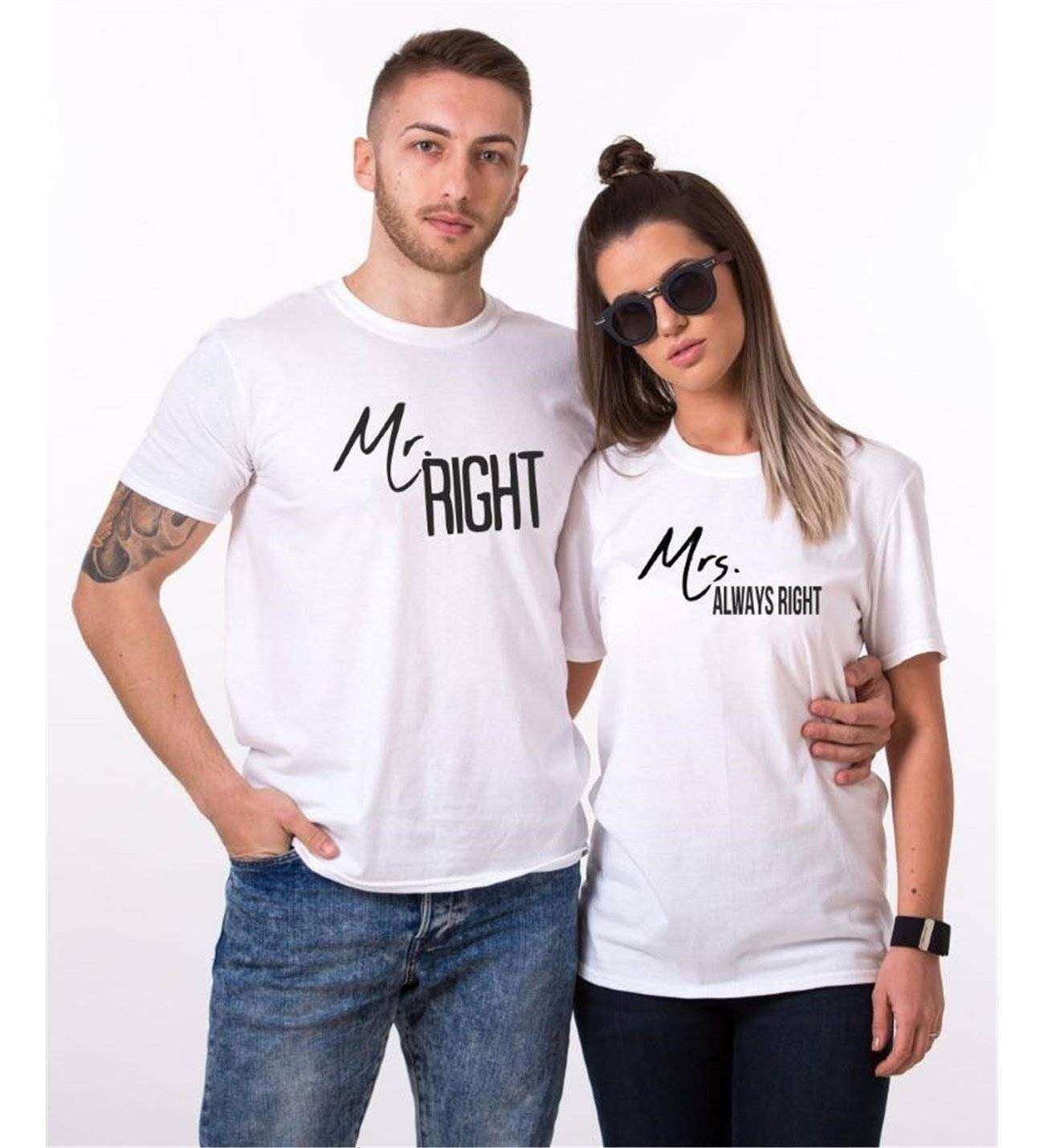 Tshirthane Mr.Right Mrs. Always  Sevgili Kombinleri Tshirt Kombini