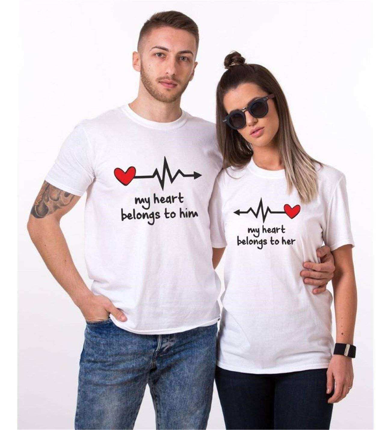 Tshirthane My Heart Belongs To  Sevgili Kombinleri Tshirt Kombini