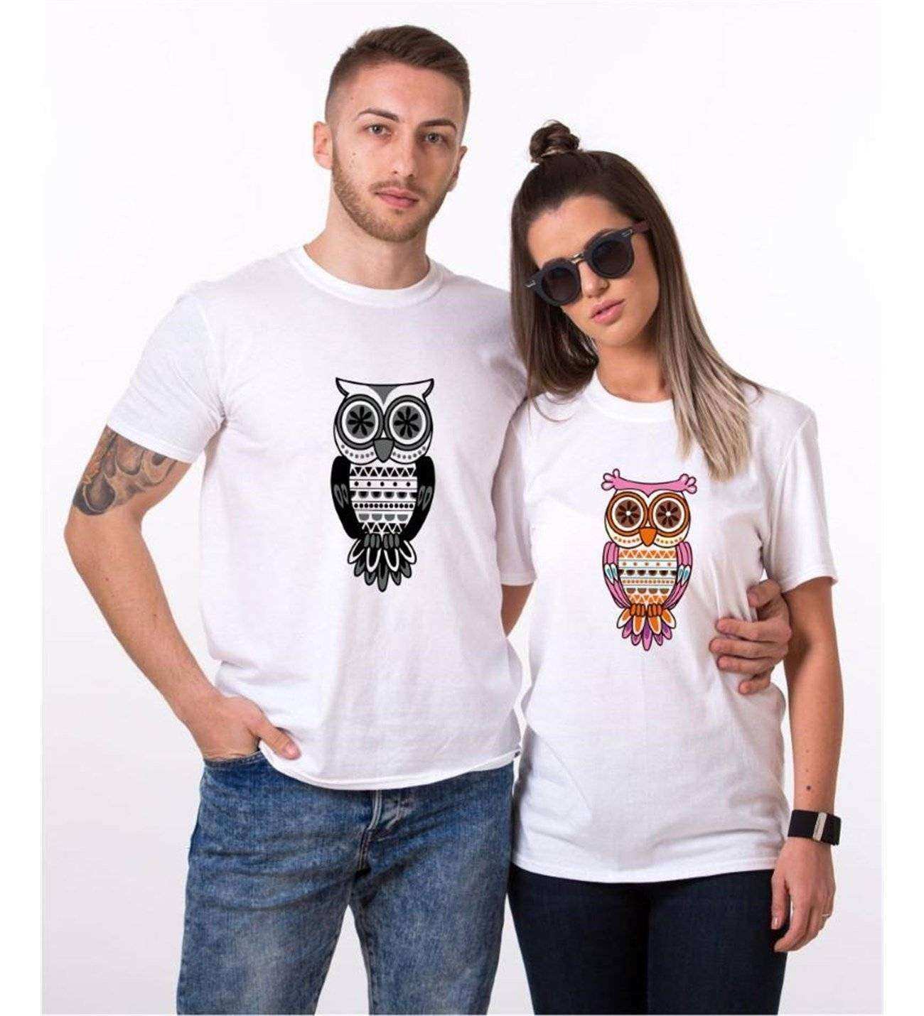 Tshirthane Owl Baykuş  Sevgili Kombinleri Tshirt Kombini