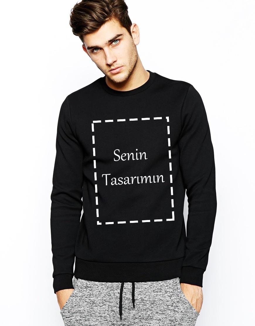 Kendin Tasarla Siyah Erkek Sweatshirt