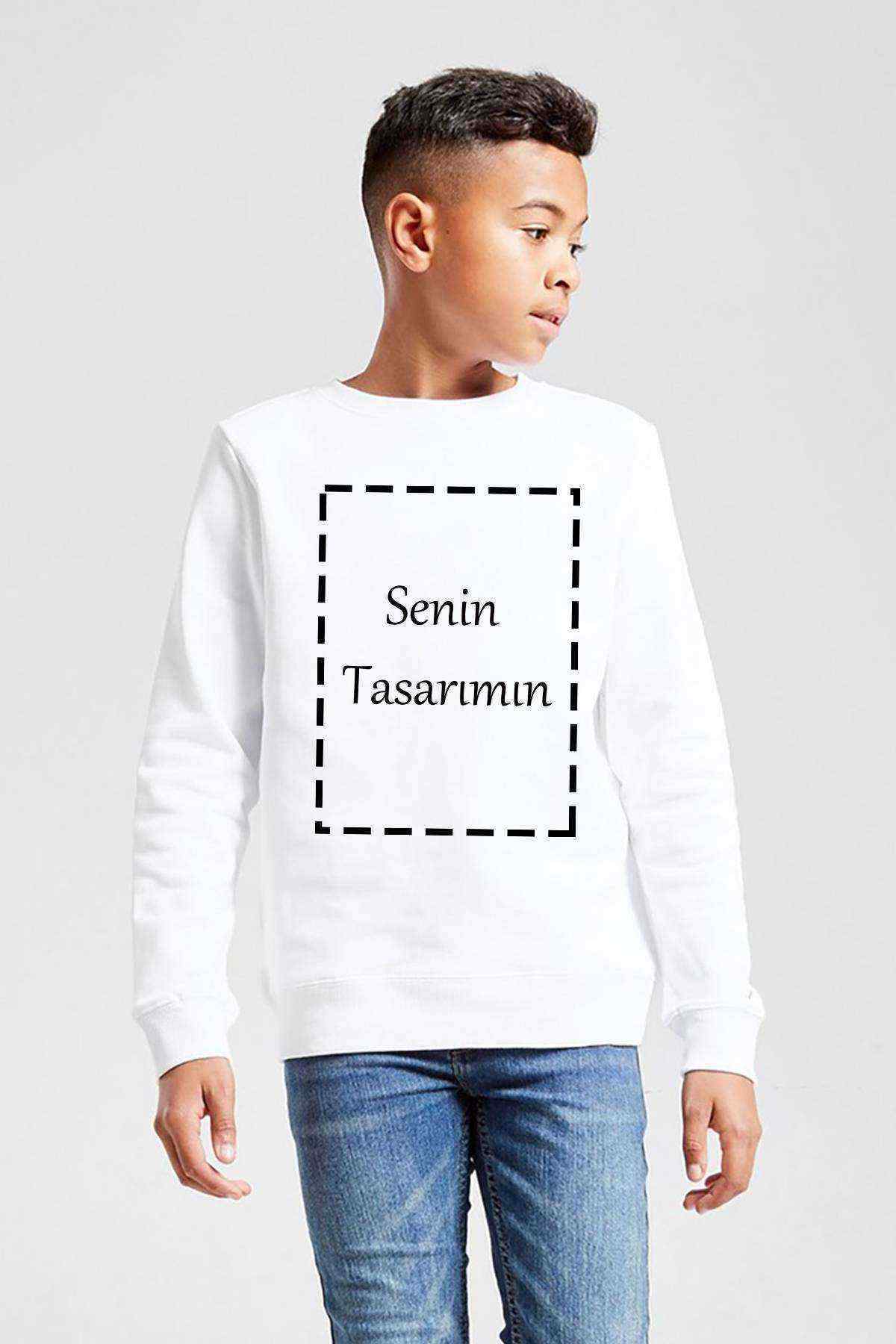 Kendin Tasarla Beyaz Çocuk Sweatshirt