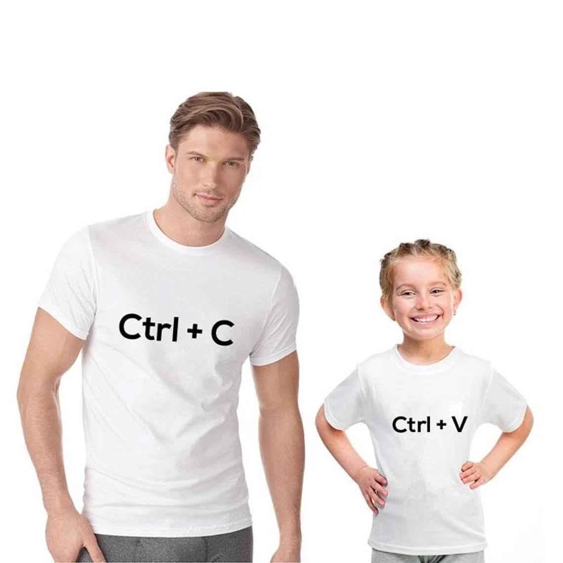 Baba Oğul Kız Ctrl+C Ctrl+V tişört (TEK ÜRÜN FİYATIDIR KOMBİN YAPMAK İÇİN 2 ADET SEPETE EKLEYİNİZ)