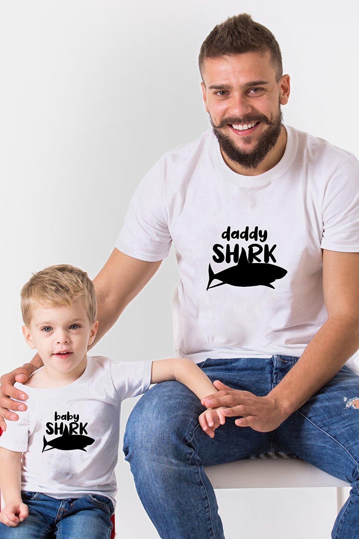 Baby Shark Baba Oğul Tshirt(Tek Ürün Fiyatıdır Kombin Yapmak için 2 Adet Sepete Ekleyiniz)