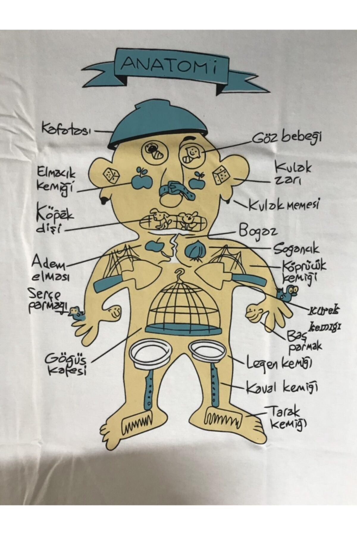 Anatomy Komik Baskılı Çocuk Long Sleeve Ekru Tshirt Sweatshirt