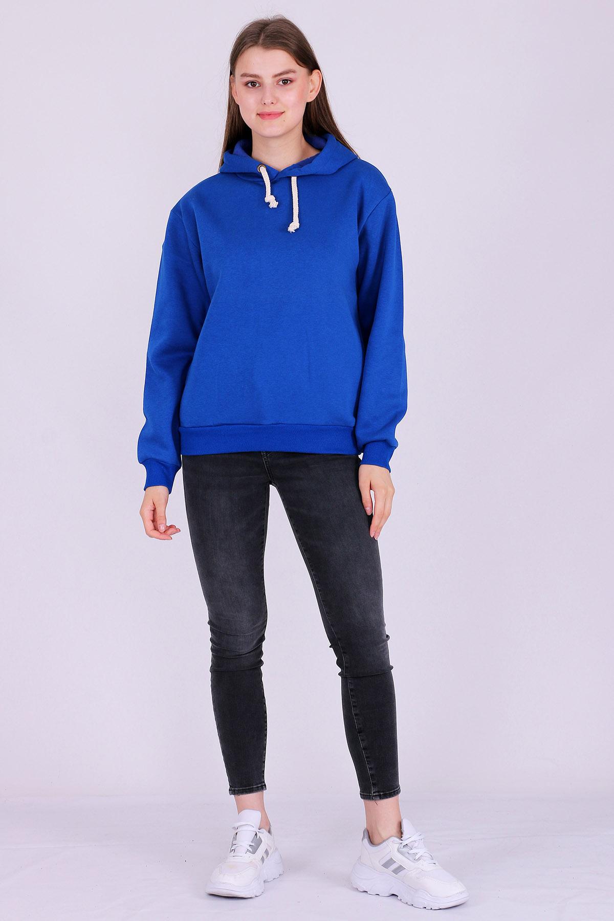 Mavi Basic Oversize Kadın Kapüşonlu Hoodie 3 iplik Sweatshirt