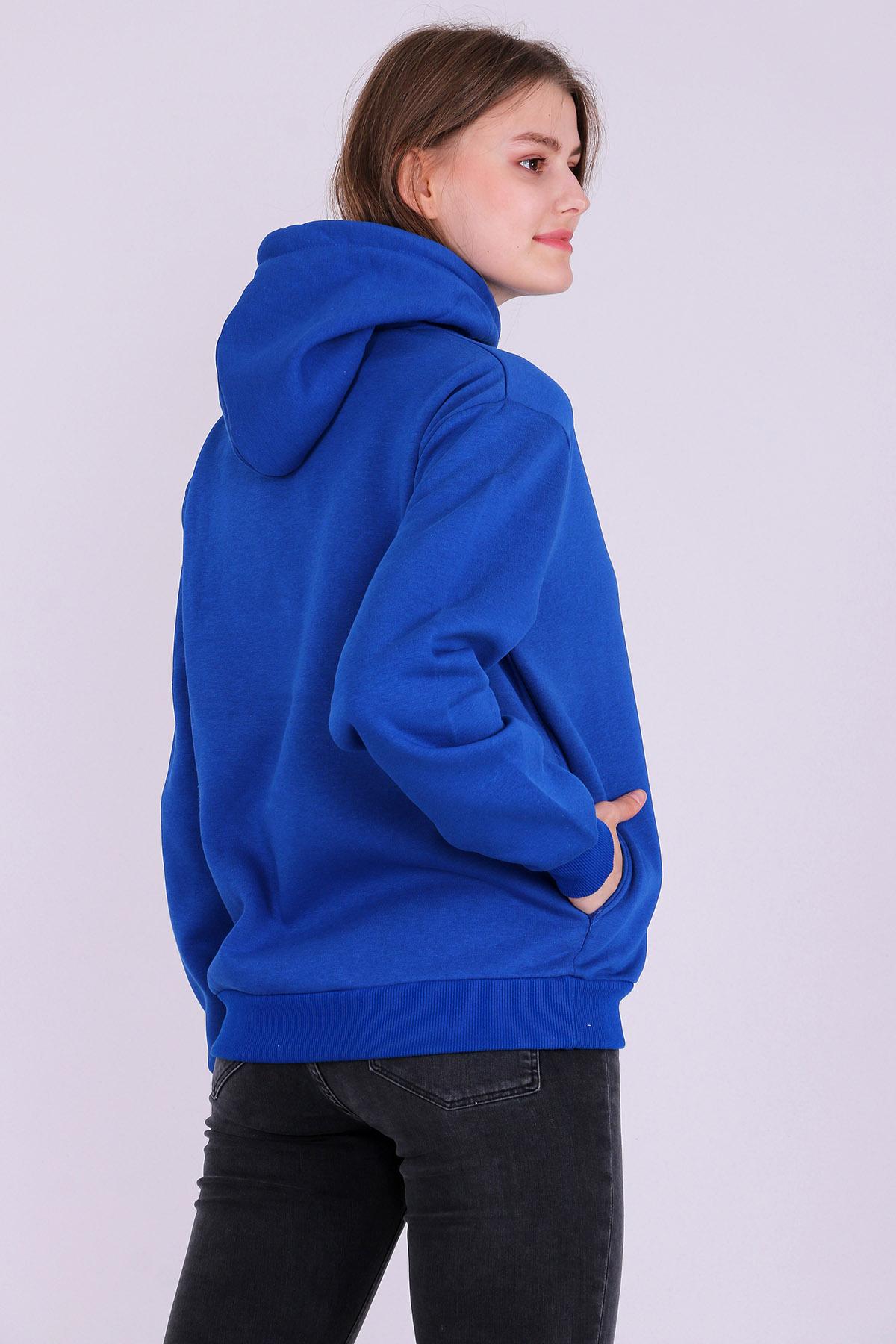 Mavi Basic Oversize Kadın Kapüşonlu Hoodie 3 iplik Sweatshirt