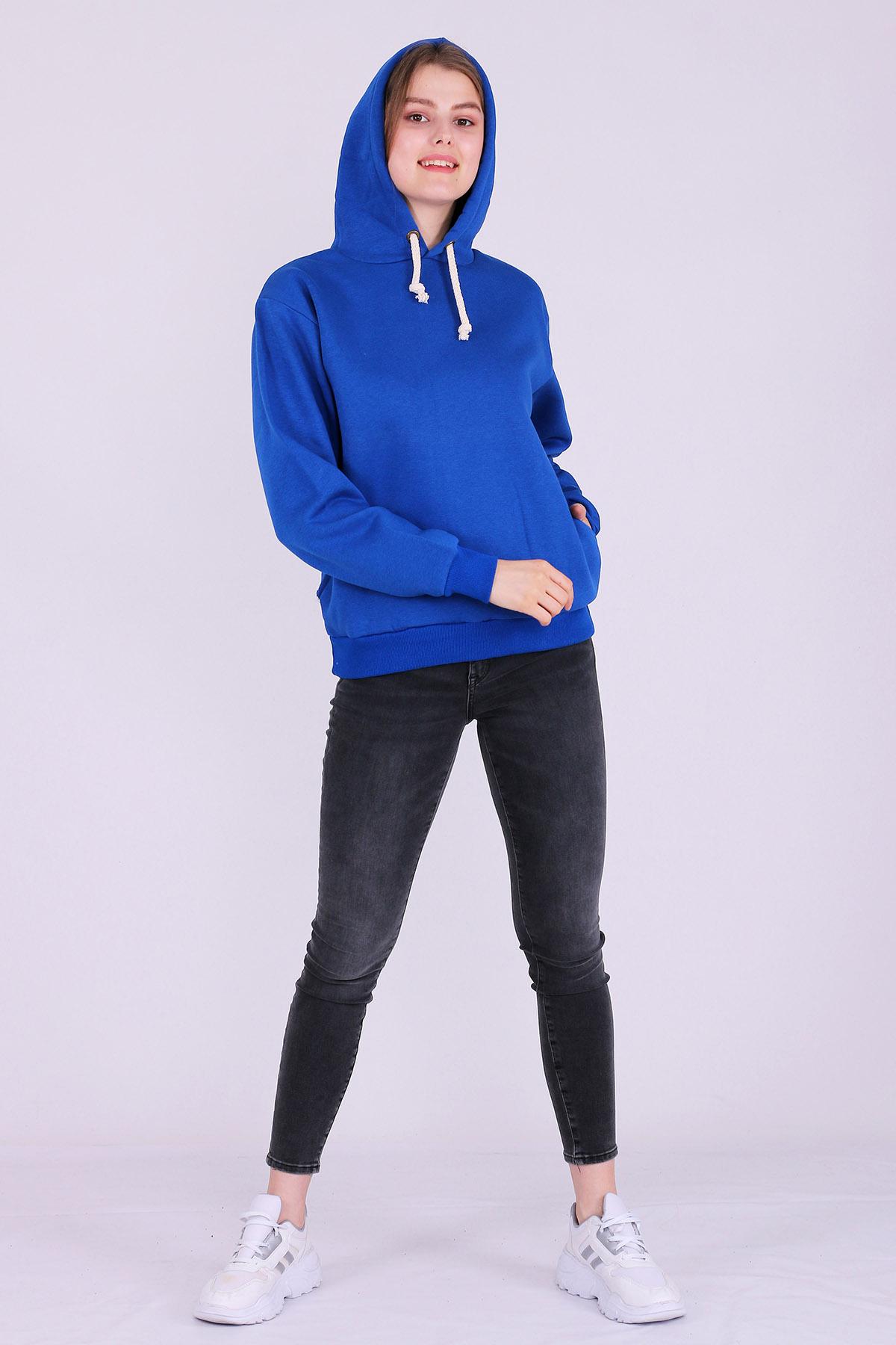 Mavi Basic Oversize Kadın Kapüşonlu Hoodie 3 iplik Sweatshirt