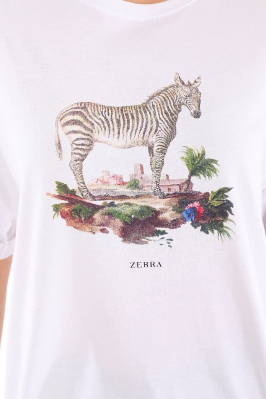 Kadın Oversize Zebra Baskılı Tshirt