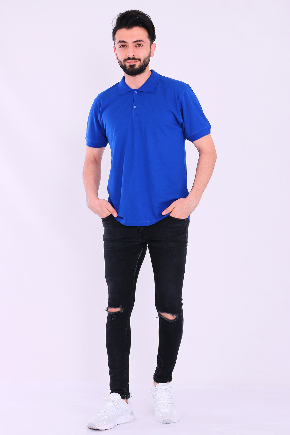 Saks Mavi Basic Polo Yaka Erkek Tshirt