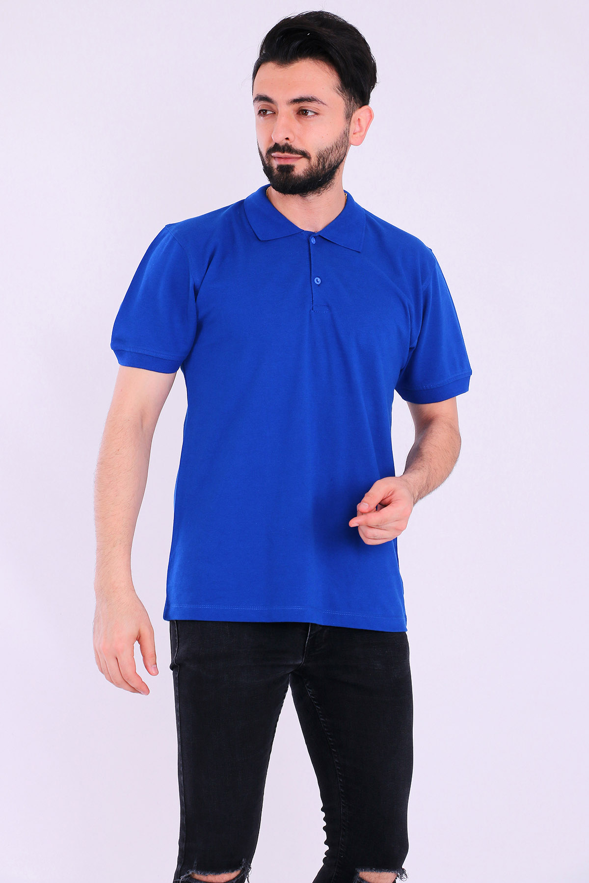 Saks Mavi Basic Polo Yaka Erkek Tshirt