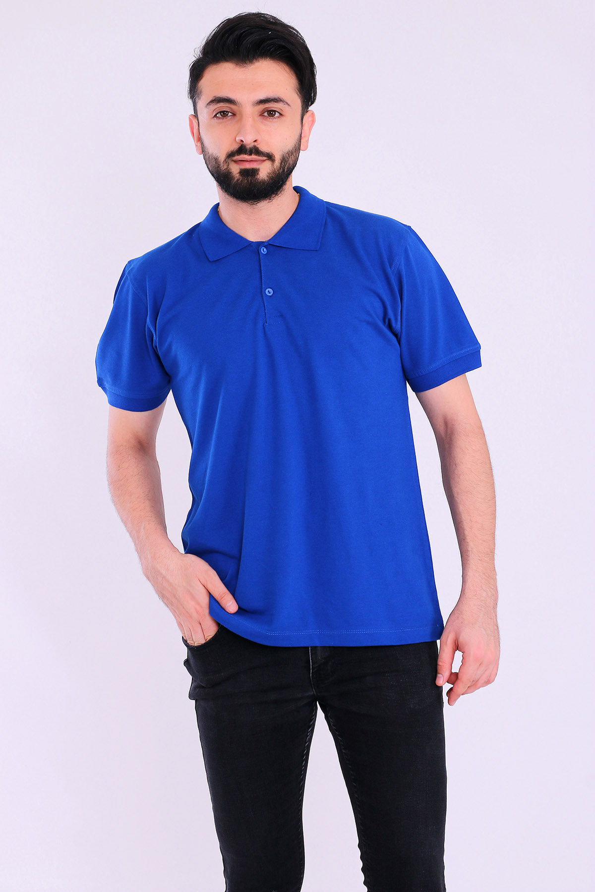 Saks Mavi Basic Polo Yaka Erkek Tshirt
