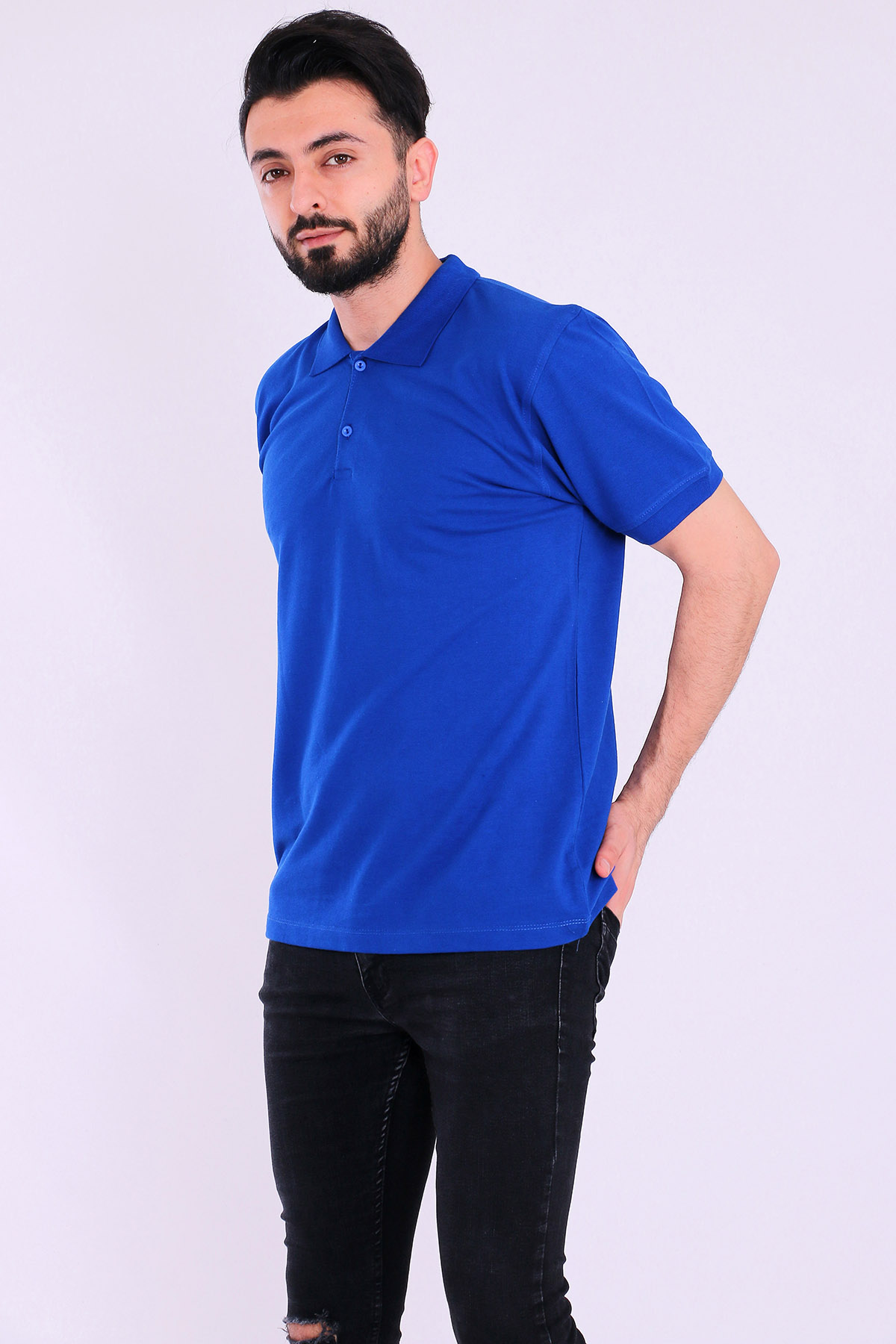 Saks Mavi Basic Polo Yaka Erkek Tshirt